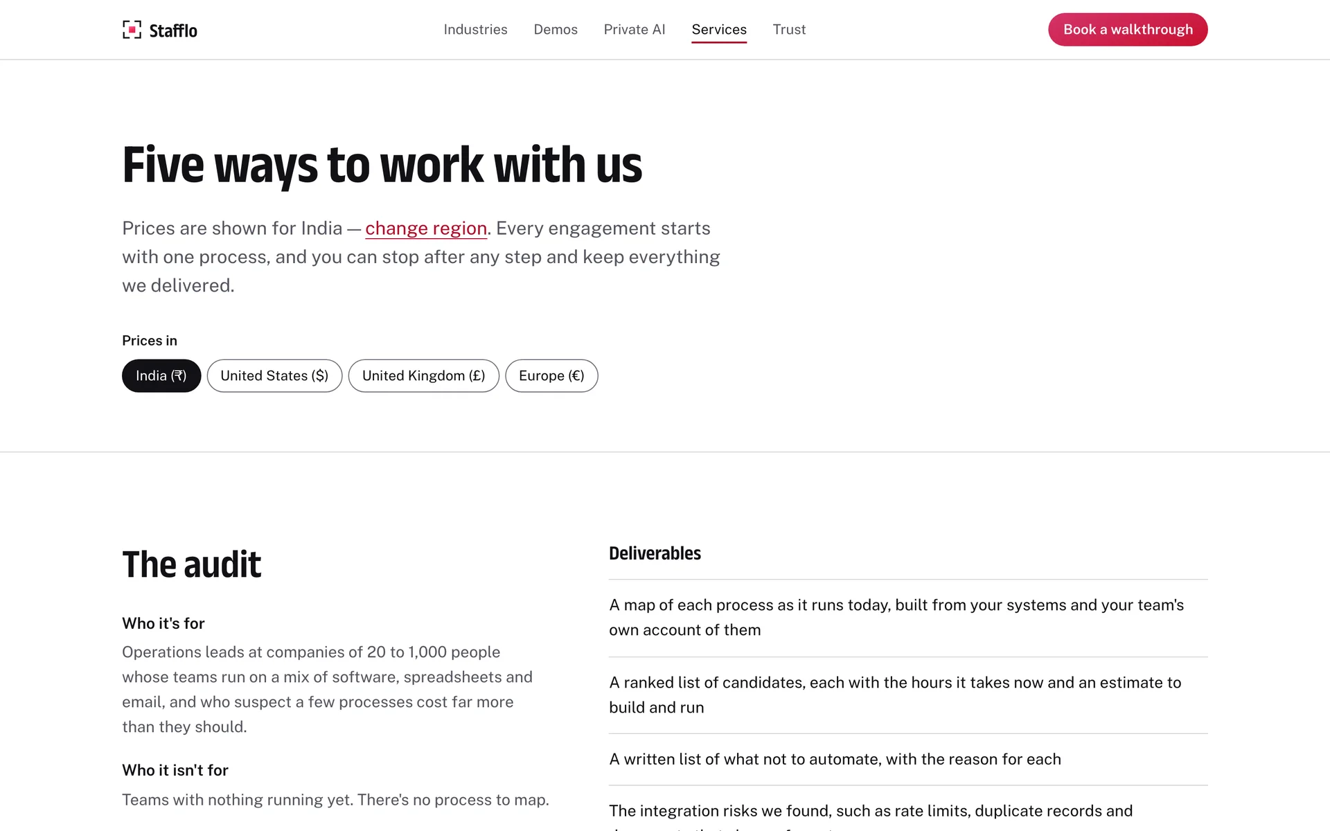 Stafflo services and prices